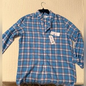 New with tags. Southern Tide Light Blue and Red Plaid Shirt